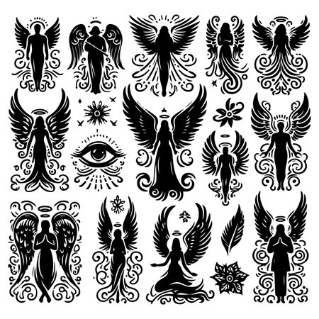 Silhouette set of Angelのイラスト素材