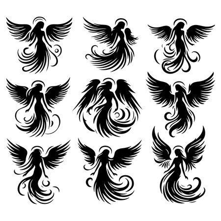 Silhouette set of Angelのイラスト素材