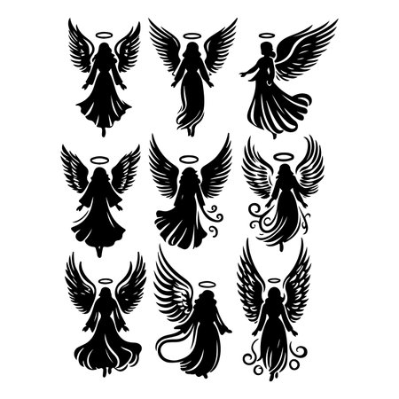 Silhouette set of Angelのイラスト素材