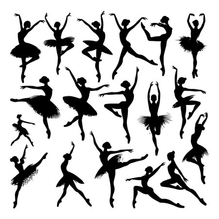Silhouette set of ballet danceのイラスト素材