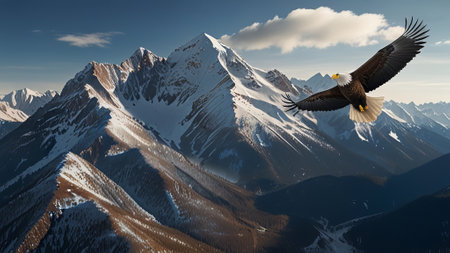 Eagle flying high in the mountains.の素材