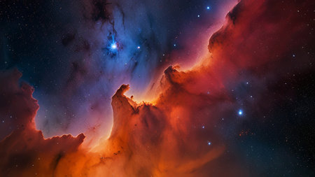 Beautiful nebulae and stars in the night sky. Supernova background wallpaperの素材