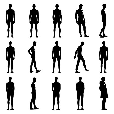 Silhouette set of a person from head to toeのイラスト素材