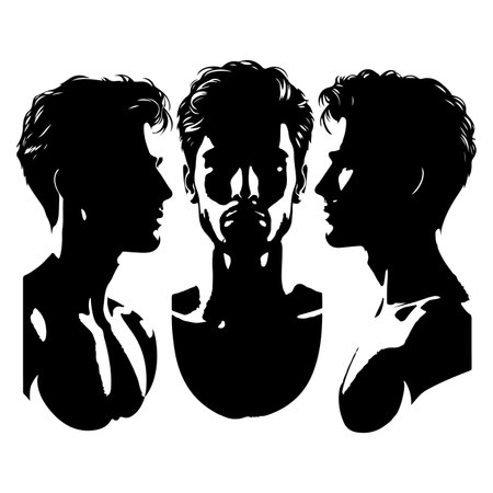 Silhouette set of a person head and shouldersのイラスト素材