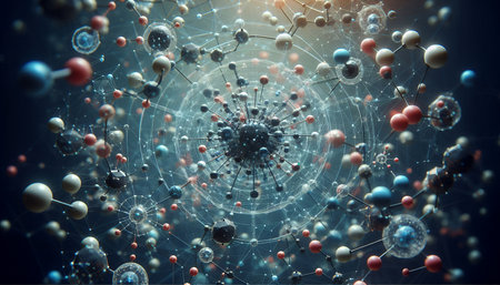 Closeup of an abstract biological and scientific molecular structure conceptの素材