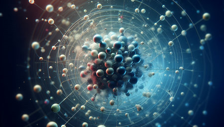 Closeup of an abstract biological and scientific molecular structure conceptの素材