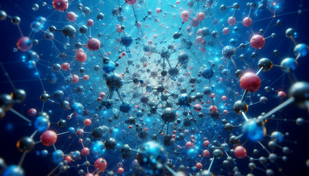 Closeup of an abstract biological and scientific molecular structure conceptの素材