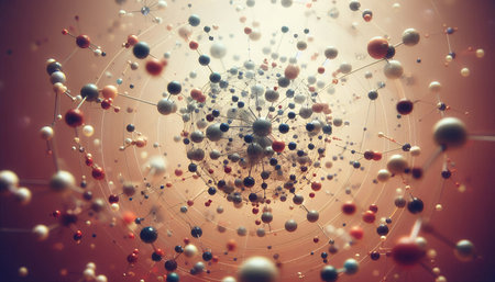 Closeup of an abstract biological and scientific molecular structure conceptの素材