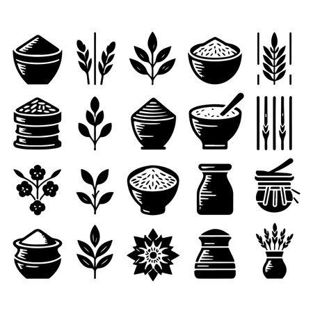Silhouette set of clay rice. Vector isolated illustrationのイラスト素材
