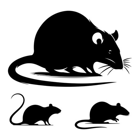 Set of rat silhouette vector on a white backgroundのイラスト素材