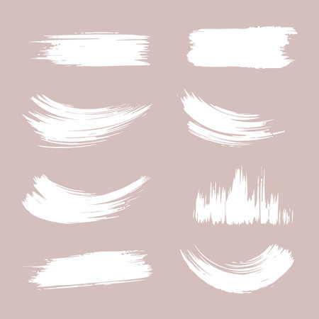 Set of Ink brush stroke silhouettes in various shapes and sizesのイラスト素材