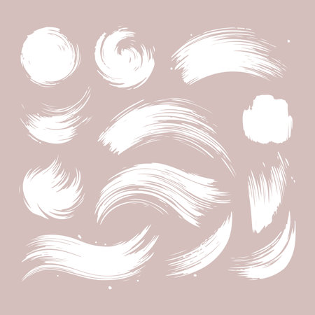 Set of Ink brush stroke silhouettes in various shapes and sizesのイラスト素材