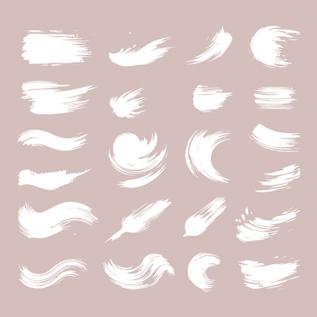 Set of Ink brush stroke silhouettes in various shapes and sizesのイラスト素材