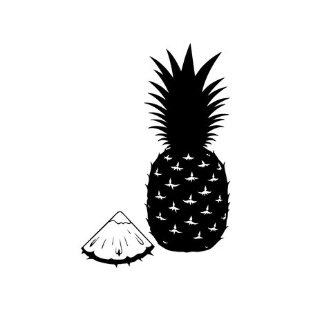 Silhouette of pineapple on white backgroundのイラスト素材