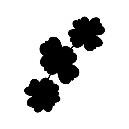A striking silhouette of three fluffy flowers arranged diagonally on a clean white background.のイラスト素材