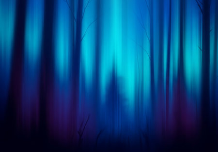 A dark background with vertical streaks of glowing blue and teal light creating an abstract, ethereal effect.の素材
