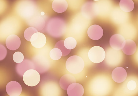 A dreamy background of blurred circles in soft pink and warm gold, creating a magical, festive atmosphere.の素材