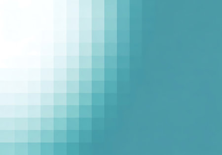 A modern abstract background with a pixelated gradient transitioning from white to teal, offering a clean and digital aesthetic.の素材