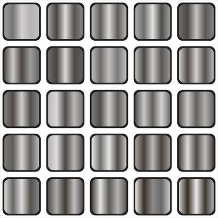 set of silver gradient, templates, and metal textures vector illustrationのイラスト素材