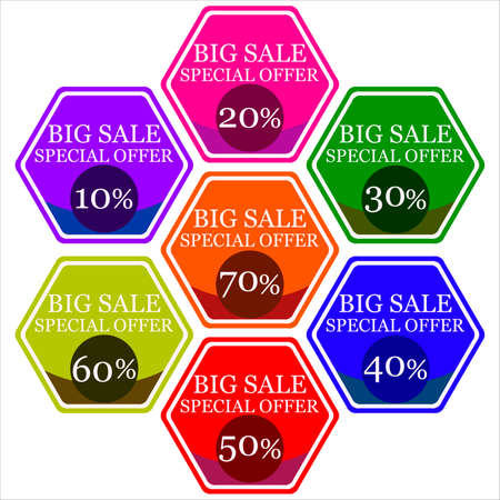 set of stickers sales template on white background vector illustrationのイラスト素材