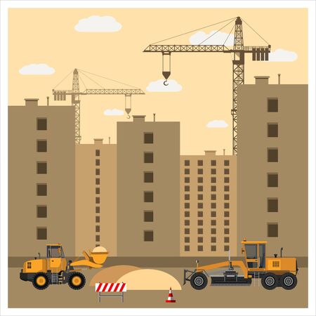 Construction site with equipmentのイラスト素材