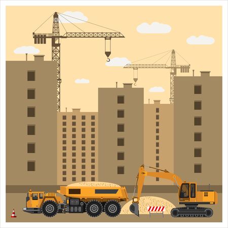 Construction site with equipmentのイラスト素材