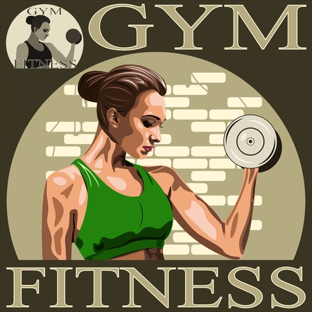 athletic woman with dumbbellsのイラスト素材