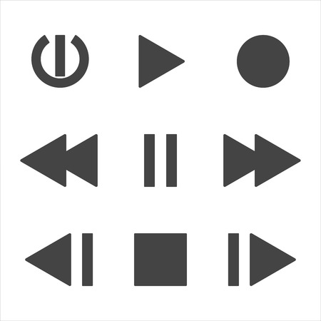 Set of flat icons of multimedia player. Isolated on white background. Vector illustration.のイラスト素材