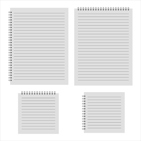Realistic mockups of the notebook with a spiral. Blank template for your text or branding. Isolated on white background. Vector illustration.のイラスト素材