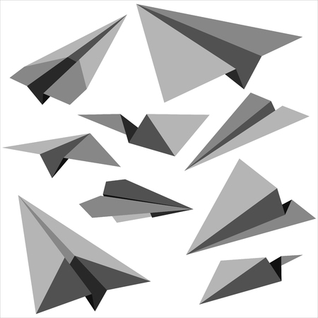 Set of paper planes on white background. Vector illustration.のイラスト素材