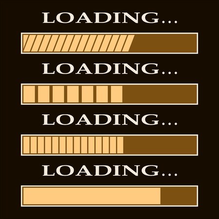 Loading bar indicators. Isolated on dark background. Flat design. Vector illustration.の写真素材