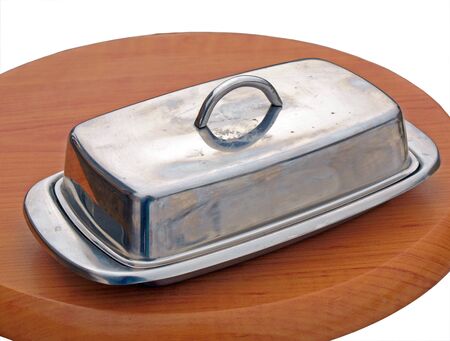 Stainless steel butter dish, rectangle, with cover        の写真素材