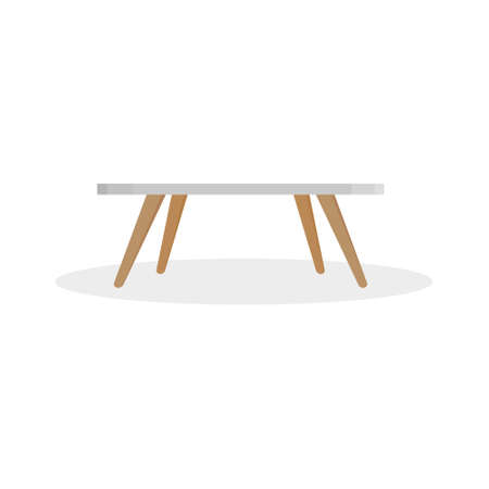 A tea or dining table with a gray top and wooden legs. Minimalistic furniture style. Flat vector illustrationのイラスト素材