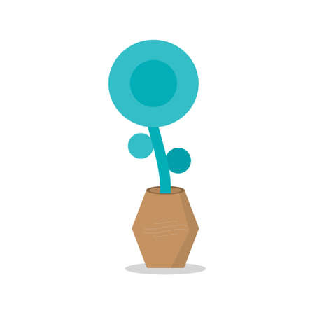 A green flower with leaves in a pot. Modern images of the plant in the pot. Flat vector illustrationのイラスト素材