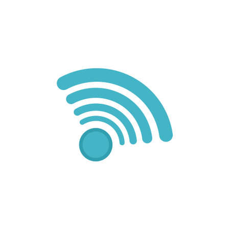 The wireless icon is in turquoise. Radio or wireless communication between devices. Flat vector illustrationのイラスト素材