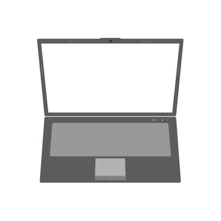 Open gray laptop. View from above. Flat vector illustration with volumeのイラスト素材