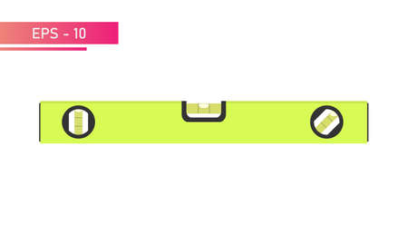 Bubble building level is green in color. Tools for construction and repair. Flat vector illustration.のイラスト素材