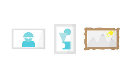 A set of abstract paintings in a modern style. Flat vector illustrationのイラスト素材