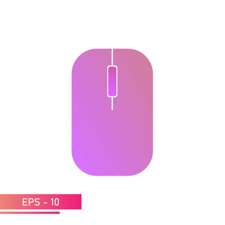 Computer mouse, rectangular shape with a wheel in pink gradients. On a white background. Devices for the computer. Flat vector illustration.のイラスト素材