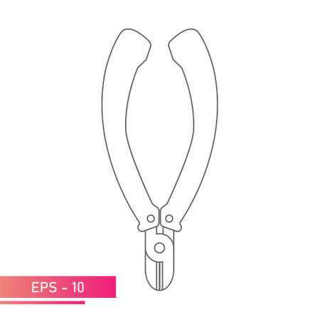 Wire cutters, for the electrician. Linear design. On a white background. Tools for workers. Flat vector illustration.のイラスト素材