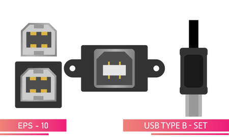 Kit, USB type B. On a white background. Flat vector illustration.のイラスト素材
