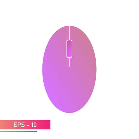 Computer mouse, oval shape with a wheel in pink gradients. On a white background. Devices for the computer. Flat vector illustration.のイラスト素材