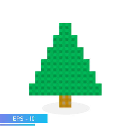 Pixel christmas tree in green color. Modern illustration. Flat vector illustration.のイラスト素材