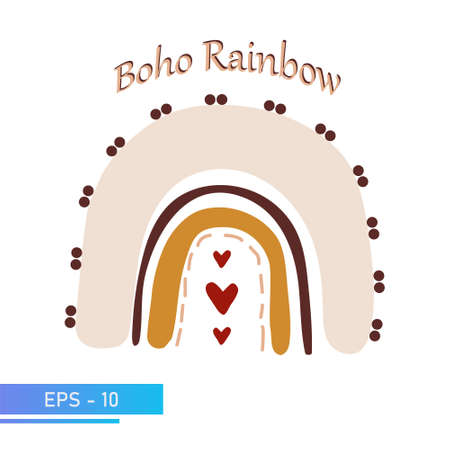 Scandinavian boho rainbow in colors for nursery room decor. Isolated on a white background. Vector illustration.のイラスト素材