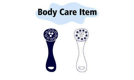 Massage brush for the body. In a solid and linear style. Vector illustration.のイラスト素材
