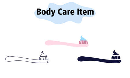 A simple toothbrush with toothpaste on the bristles. Oral and dental care. Self-care. In color, solid and linear style. Vector illustration.のイラスト素材