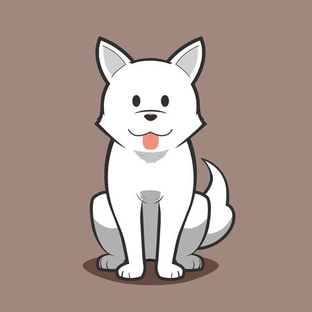 Vector illustration of Akita Inu. white dog. Japanese dog.のイラスト素材