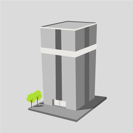 Vector Building illustration with treesのイラスト素材
