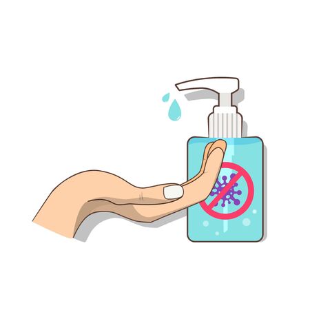 Hand sanitizer gel with human hand vector illustrationのイラスト素材