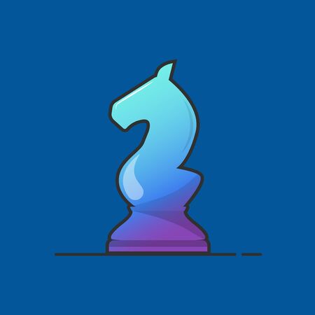 chess knight's pawn flat logo illustration isolated on blue backgroundのイラスト素材